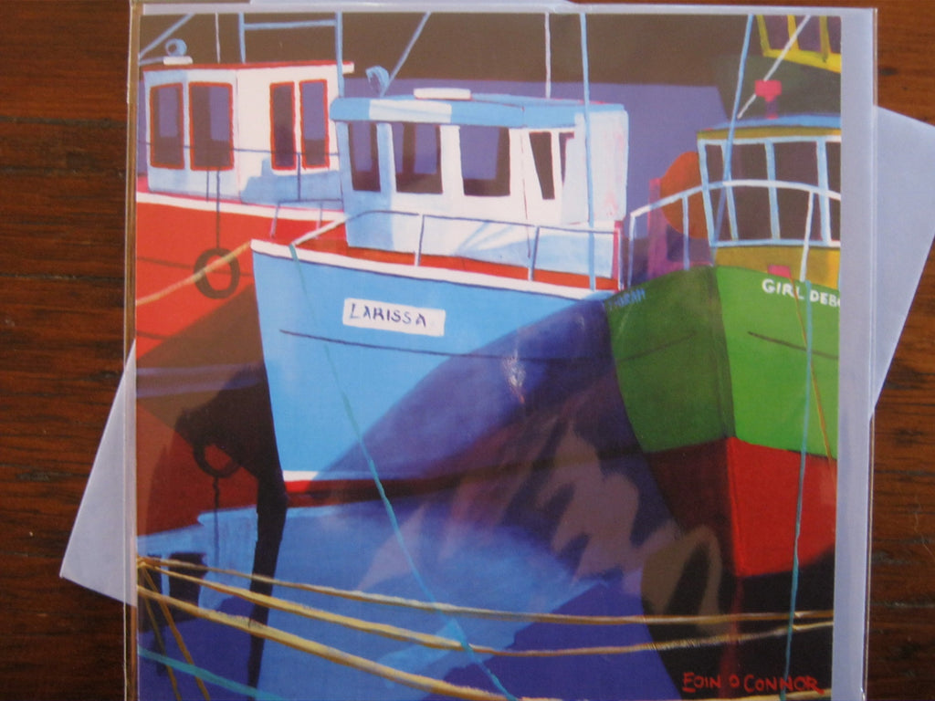 Greeting Cards by Eoin O'Connor - Moored Trawlers