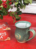 Pottery bell shaped mug in green or blue by Ballymorris Pottery of Ireland