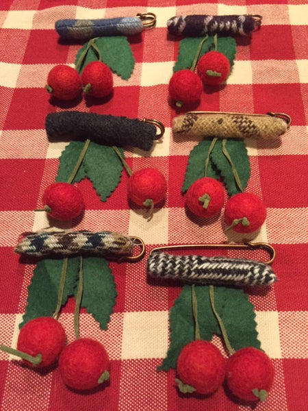 Irish Woolen Cherry Pins